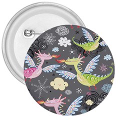 Dragonfly Animals Dragom Monster Fair Cloud Circle Polka 3  Buttons