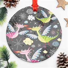 Dragonfly Animals Dragom Monster Fair Cloud Circle Polka Ornament (round) by Mariart