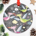 Dragonfly Animals Dragom Monster Fair Cloud Circle Polka Ornament (Round) Front