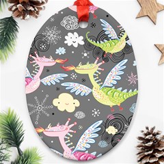 Dragonfly Animals Dragom Monster Fair Cloud Circle Polka Ornament (oval) by Mariart