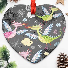 Dragonfly Animals Dragom Monster Fair Cloud Circle Polka Ornament (heart) by Mariart