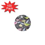 Dragonfly Animals Dragom Monster Fair Cloud Circle Polka 1  Mini Buttons (100 pack)  Front