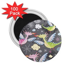 Dragonfly Animals Dragom Monster Fair Cloud Circle Polka 2 25  Magnets (100 Pack) 