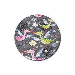 Dragonfly Animals Dragom Monster Fair Cloud Circle Polka Rubber Coaster (round) 