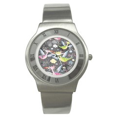 Dragonfly Animals Dragom Monster Fair Cloud Circle Polka Stainless Steel Watch by Mariart