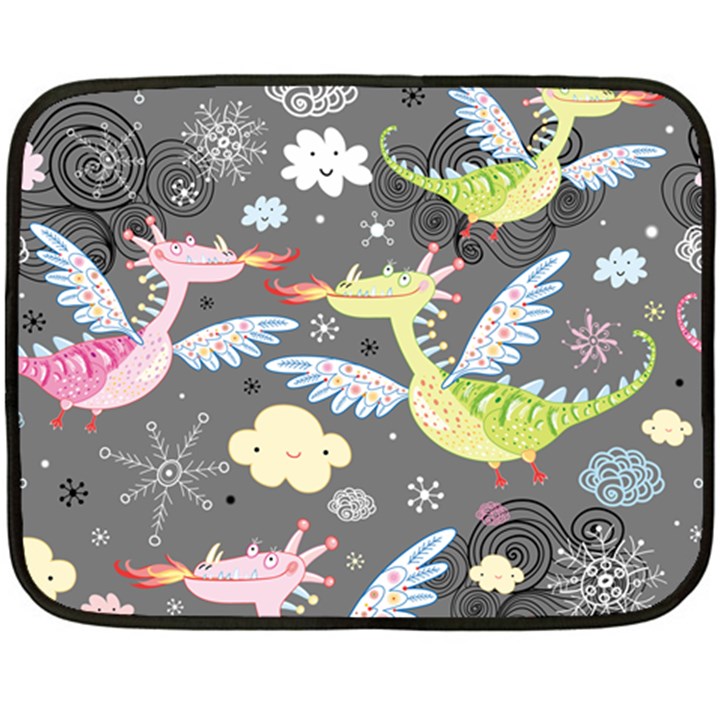 Dragonfly Animals Dragom Monster Fair Cloud Circle Polka Fleece Blanket (Mini)