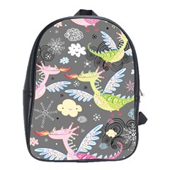 Dragonfly Animals Dragom Monster Fair Cloud Circle Polka School Bags(large)  by Mariart