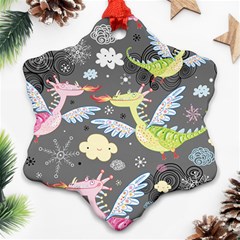 Dragonfly Animals Dragom Monster Fair Cloud Circle Polka Ornament (snowflake) by Mariart