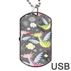 Dragonfly Animals Dragom Monster Fair Cloud Circle Polka Dog Tag Usb Flash (one Side) by Mariart