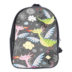 Dragonfly Animals Dragom Monster Fair Cloud Circle Polka School Bags (xl) 