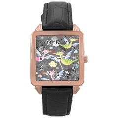 Dragonfly Animals Dragom Monster Fair Cloud Circle Polka Rose Gold Leather Watch  by Mariart