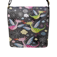 Dragonfly Animals Dragom Monster Fair Cloud Circle Polka Flap Messenger Bag (l) 