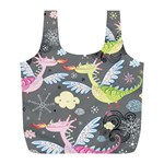 Dragonfly Animals Dragom Monster Fair Cloud Circle Polka Full Print Recycle Bags (L)  Front