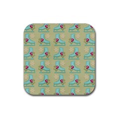 Ice Skates Background Christmas Rubber Coaster (square)  by Mariart