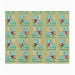 Ice Skates Background Christmas Small Glasses Cloth by Mariart