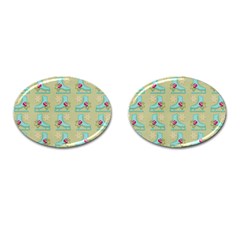 Ice Skates Background Christmas Cufflinks (oval) by Mariart