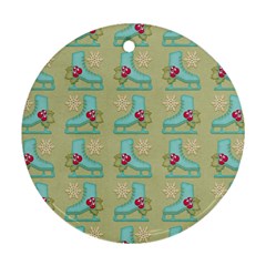 Ice Skates Background Christmas Round Ornament (two Sides) by Mariart