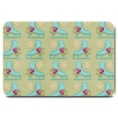 Ice Skates Background Christmas Large Doormat  by Mariart