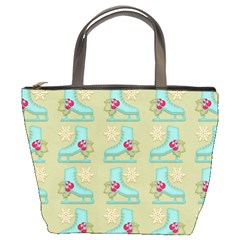 Ice Skates Background Christmas Bucket Bags by Mariart