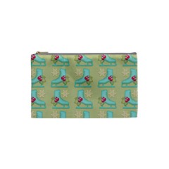 Ice Skates Background Christmas Cosmetic Bag (small)  by Mariart