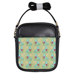 Ice Skates Background Christmas Girls Sling Bags by Mariart