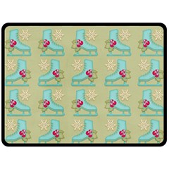 Ice Skates Background Christmas Fleece Blanket (large)  by Mariart