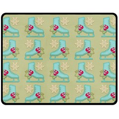 Ice Skates Background Christmas Fleece Blanket (medium)  by Mariart