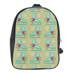 Ice Skates Background Christmas School Bags (xl)  by Mariart