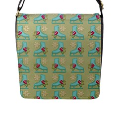 Ice Skates Background Christmas Flap Messenger Bag (l)  by Mariart