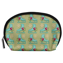 Ice Skates Background Christmas Accessory Pouches (large)  by Mariart