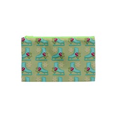 Ice Skates Background Christmas Cosmetic Bag (xs) by Mariart