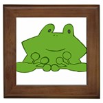 Illustrain Frog Animals Green Face Smile Framed Tiles Front