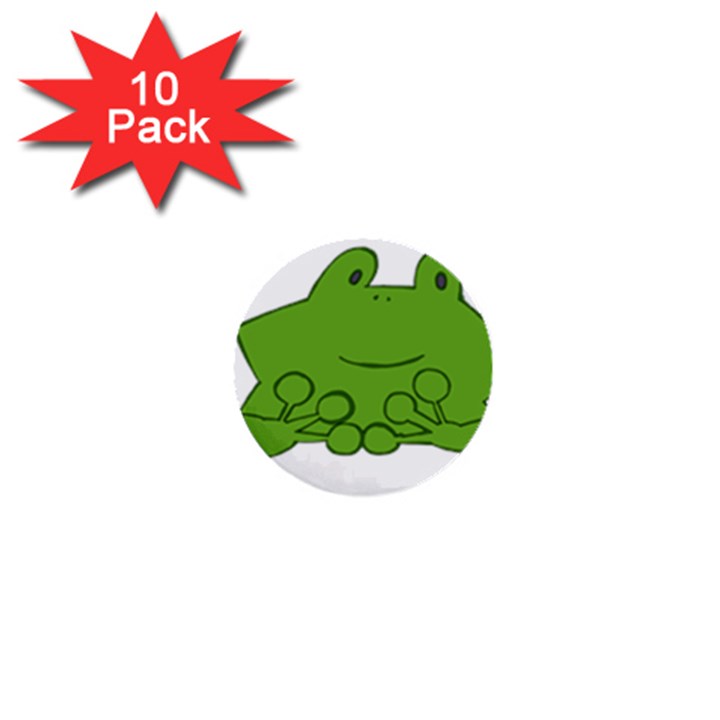 Illustrain Frog Animals Green Face Smile 1  Mini Buttons (10 pack) 