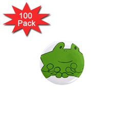 Illustrain Frog Animals Green Face Smile 1  Mini Magnets (100 Pack)  by Mariart