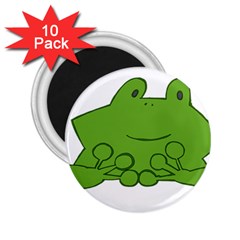 Illustrain Frog Animals Green Face Smile 2 25  Magnets (10 Pack)  by Mariart