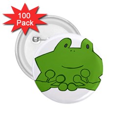 Illustrain Frog Animals Green Face Smile 2 25  Buttons (100 Pack) 