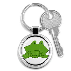 Illustrain Frog Animals Green Face Smile Key Chains (round) 