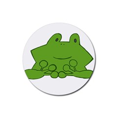 Illustrain Frog Animals Green Face Smile Rubber Coaster (round)  by Mariart