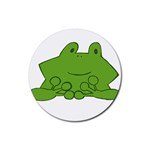 Illustrain Frog Animals Green Face Smile Rubber Coaster (Round)  Front