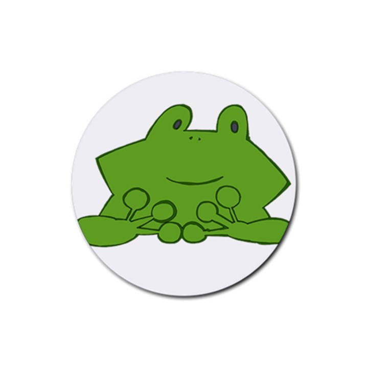 Illustrain Frog Animals Green Face Smile Rubber Coaster (Round) 