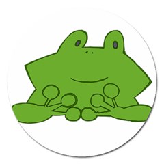 Illustrain Frog Animals Green Face Smile Magnet 5  (round) by Mariart