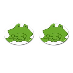 Illustrain Frog Animals Green Face Smile Cufflinks (oval) by Mariart