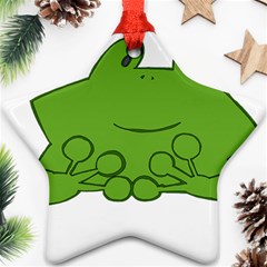 Illustrain Frog Animals Green Face Smile Star Ornament (two Sides) by Mariart