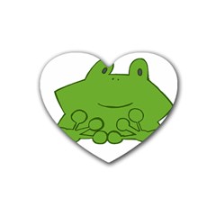 Illustrain Frog Animals Green Face Smile Rubber Coaster (heart)  by Mariart