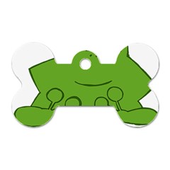 Illustrain Frog Animals Green Face Smile Dog Tag Bone (two Sides) by Mariart