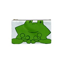 Illustrain Frog Animals Green Face Smile Cosmetic Bag (small)  by Mariart