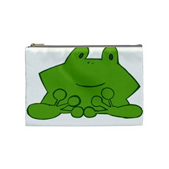 Illustrain Frog Animals Green Face Smile Cosmetic Bag (medium)  by Mariart