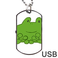 Illustrain Frog Animals Green Face Smile Dog Tag Usb Flash (two Sides)