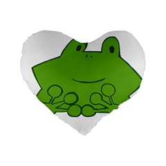 Illustrain Frog Animals Green Face Smile Standard 16  Premium Heart Shape Cushions by Mariart