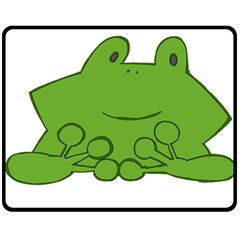 Illustrain Frog Animals Green Face Smile Double Sided Fleece Blanket (medium)  by Mariart